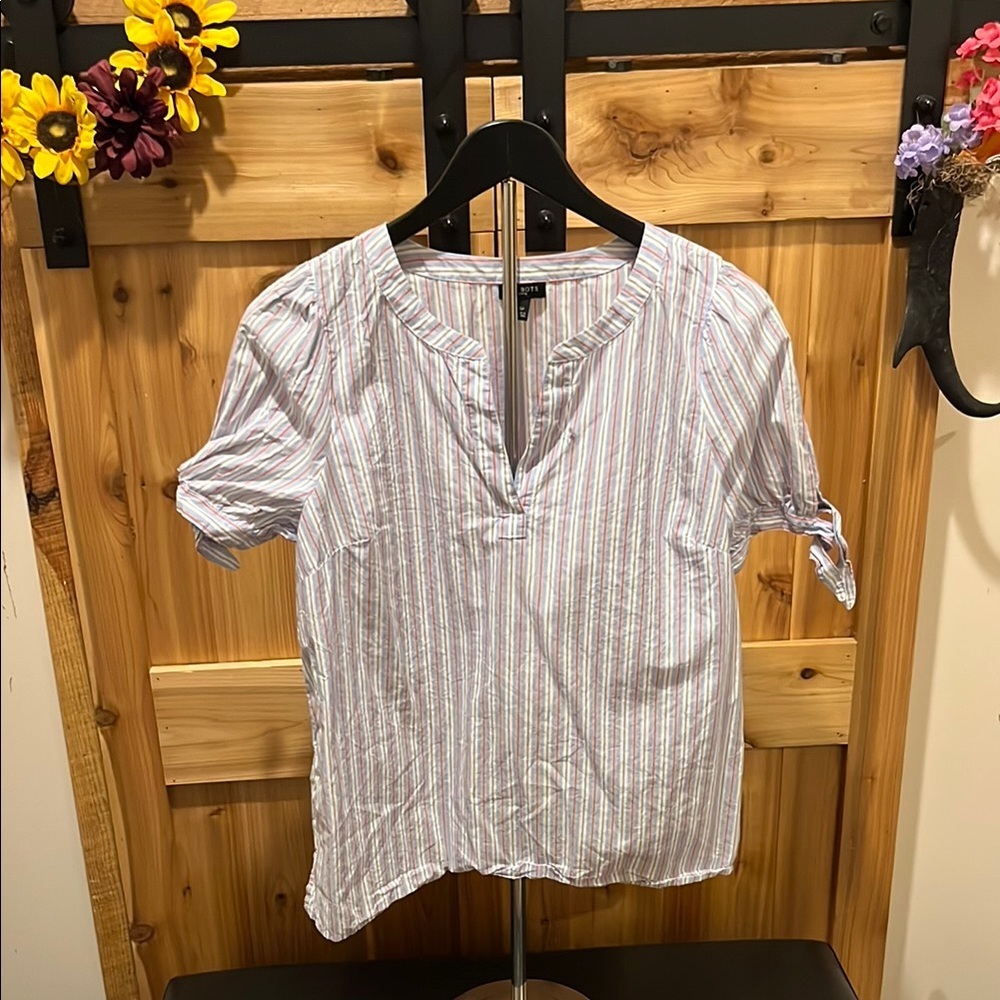 Talbots Multicolor (Blue, Pink, and White) Striped Blouse
